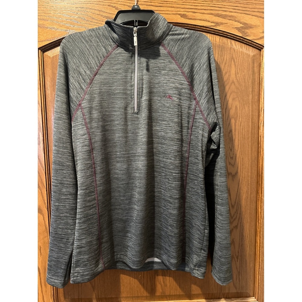 Tommy Bahama‎ Mens Gray Quarter Zip Long Sleeve Pullover Athletic Top M/M